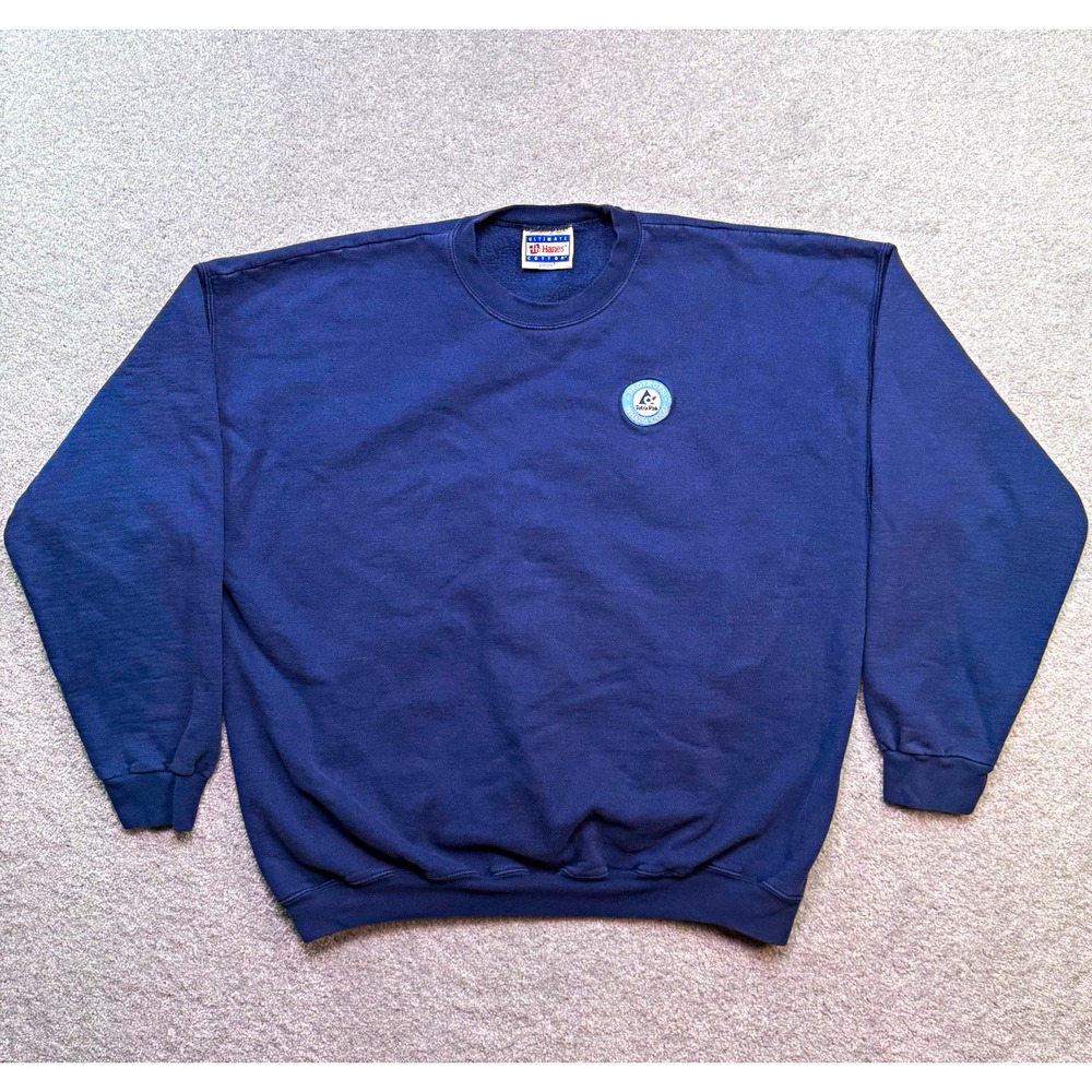 Vintage 90's Hanes Ultimate Cotton Tetra Pak Protects Navy Sweatshirt Mens's XL